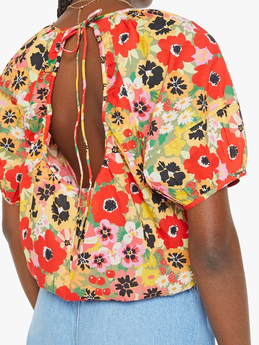 MOTHER The Party In The Back Blouse Flowers Al Fresco Floral Top Retro 70s S